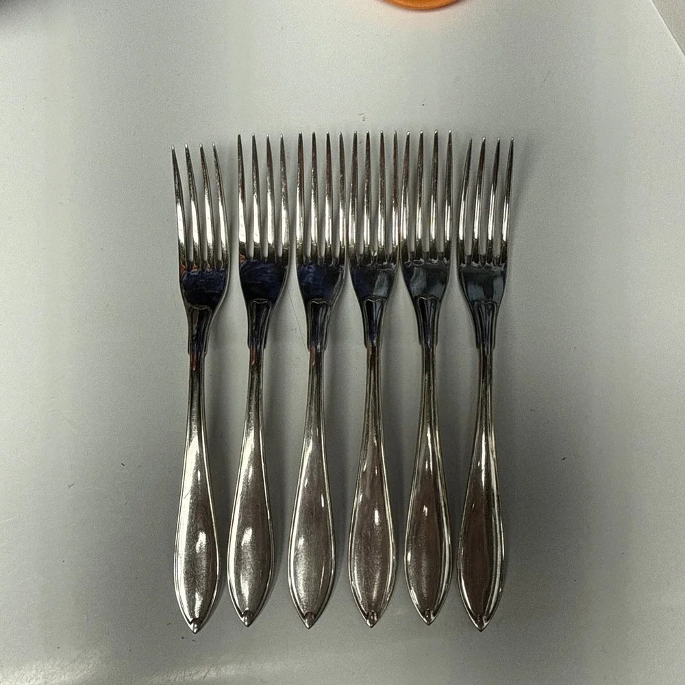 Set Of 6 Swedish SV Prima NY Silver Silverplate Cocktail Forks ‎ 4.5